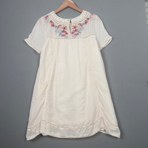 Umgee Ivory Embroidered Boho Dress S Cottagecore Floral Lace Gauze - Picture 2 of 8